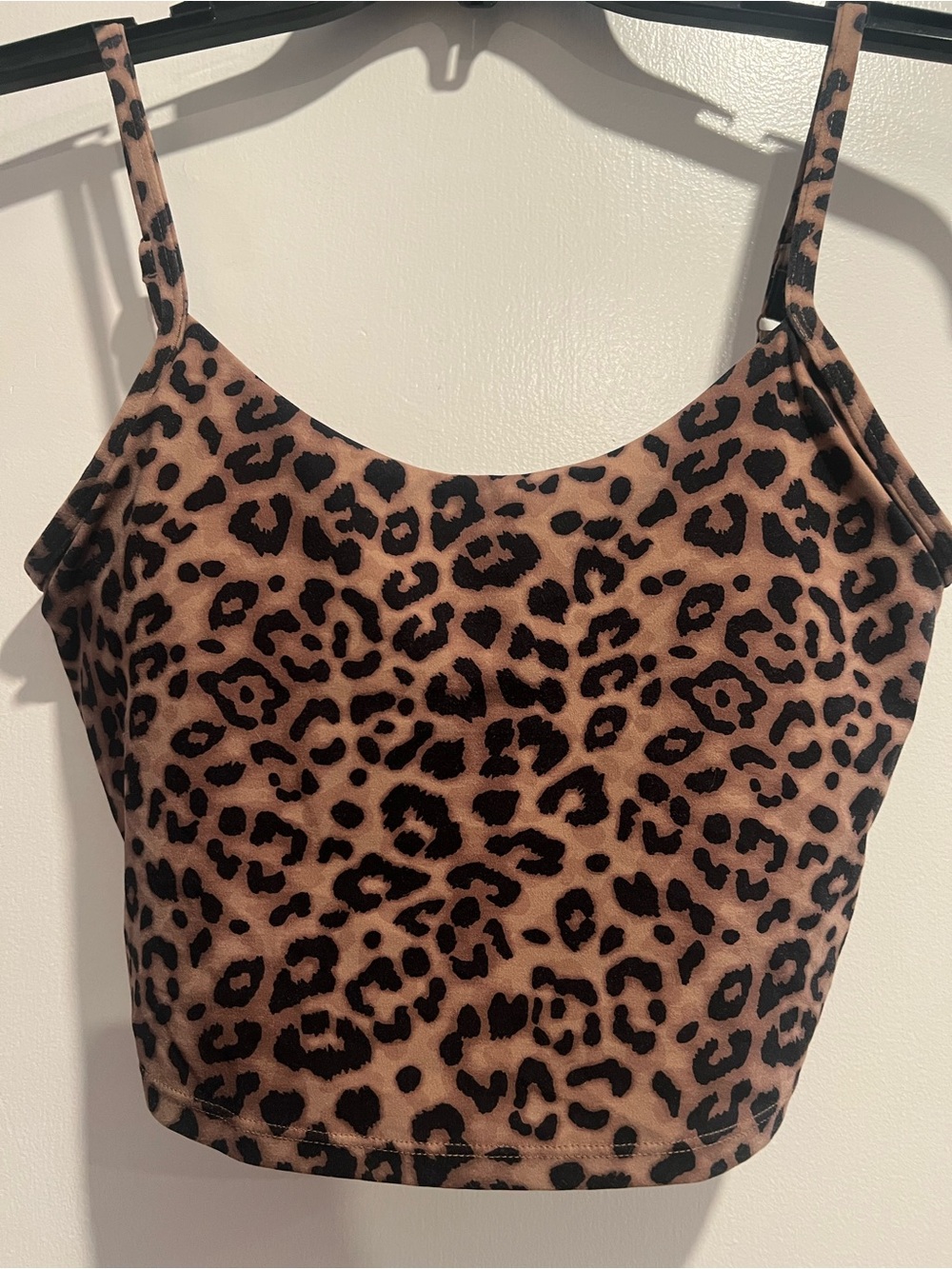 JoyLab Leopard Print Cropped Cami Tank - Tan & Black